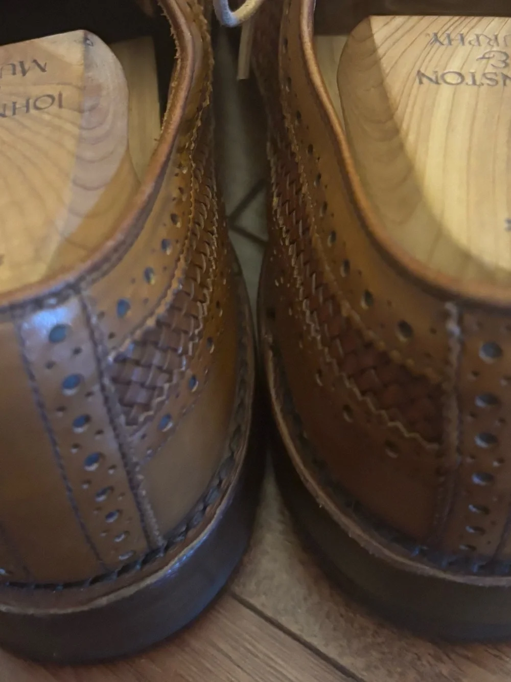 Allen Edmonds Boca Raton Tan Woven Leather Wingtip Oxfords Size 9